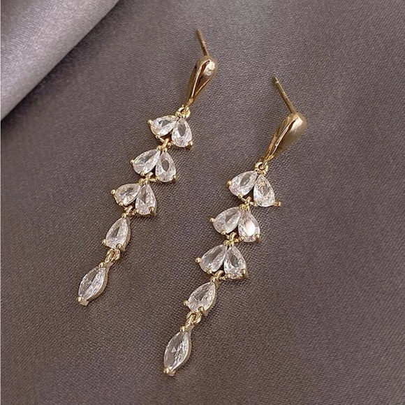 Cubic Zirconia Teardrop Earrings - Picture 4 of 5